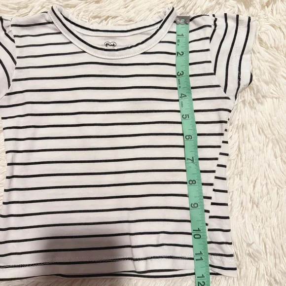 Toddler Girls Black and White Striped Tee - Picture 4 of 5